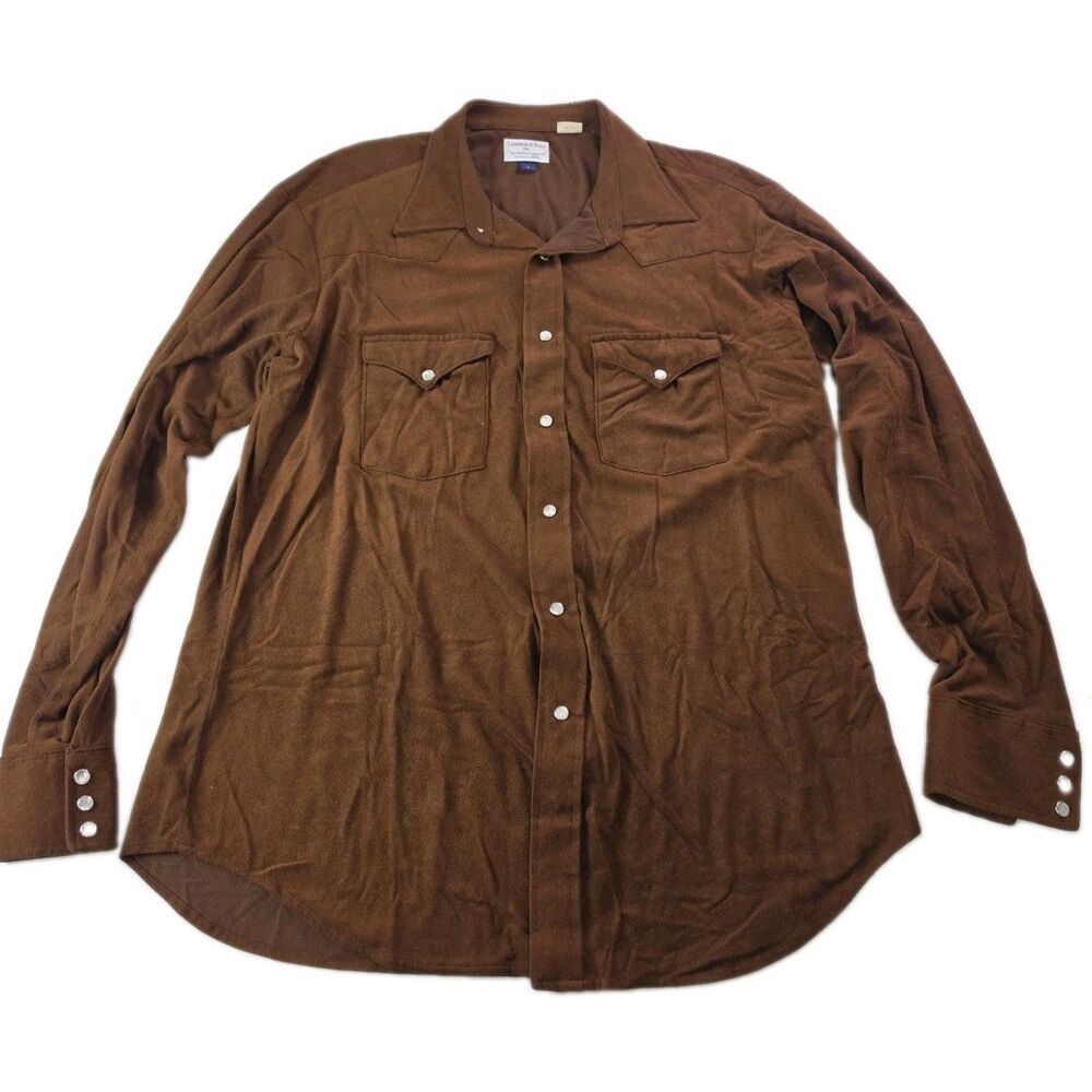 VTG 70s Lemmers & Ryan Western Pearl Snap Shirt Triacetate Blend L Omaha HTF